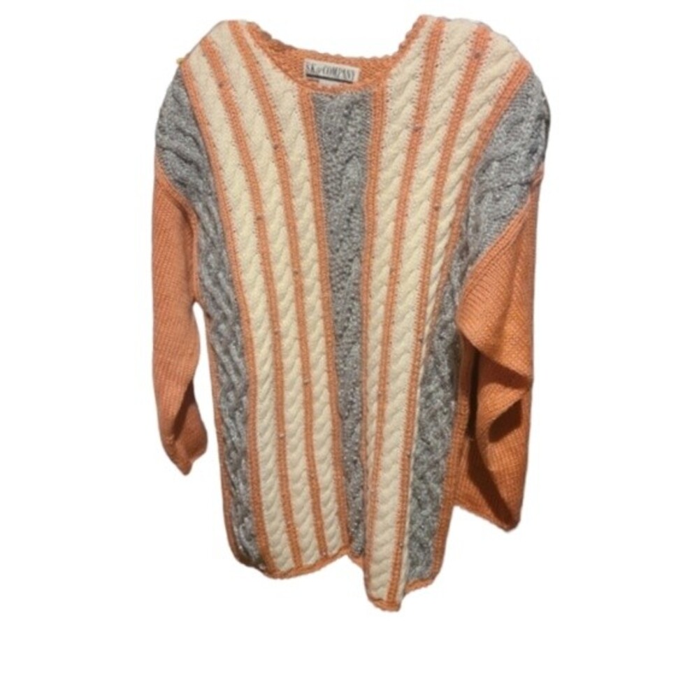 NWT SK & Company Vintage Coral/Grey Beaded Sweater